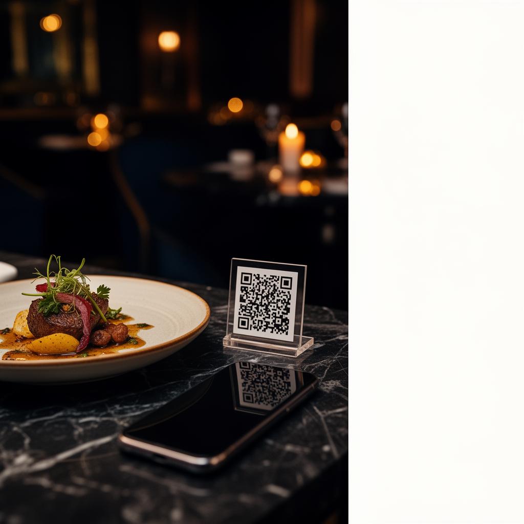 Room service setting with a QR code ready for a hotel guest to scan